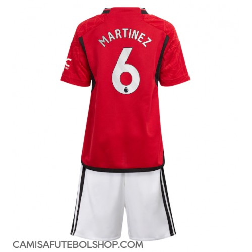 Camisa de time de futebol Manchester United Lisandro Martinez #6 Replicas 1º Equipamento Infantil 2023-24 Manga Curta (+ Calças curtas)